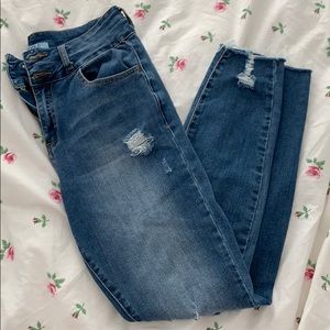 High waisted skinny jeans